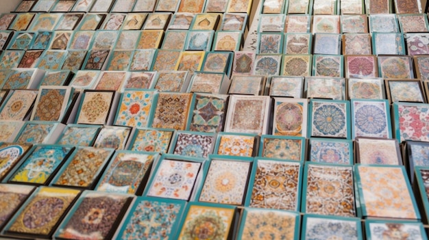 Una collezione di piastrelle della collezione dell'artista.