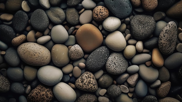 Una collezione di rocce su una spiaggia