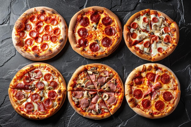 Una collezione di sei deliziose pizza appena fatte Generative Ai