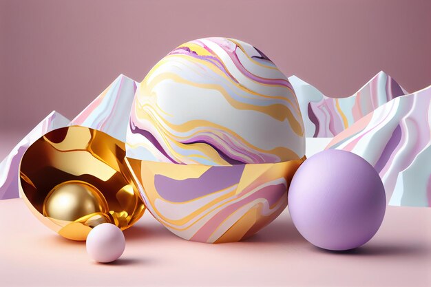 Una collezione di uova di Pasqua con diversi colori e motivi su di esse