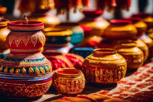 una collezione di vasi colorati con la parola "bongo" sulla parte anteriore
