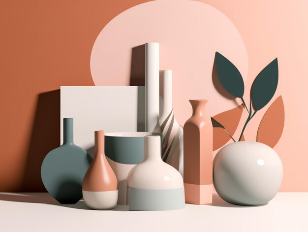 Una collezione di vasi e vasi sono su un tavolo.