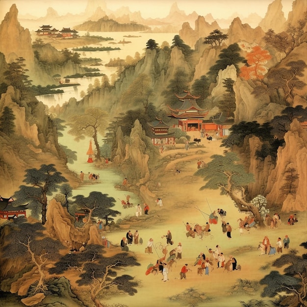 una collezione molto elegante di antiche illustrazioni di pittura cinese
