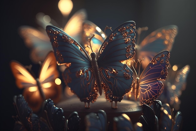 Una collezione unica e creativa di bellissime falene e farfalle Volo delicato Meraviglioso prato di fiori rugiada mattutina simpatici insetti ali luna natura luce del sole