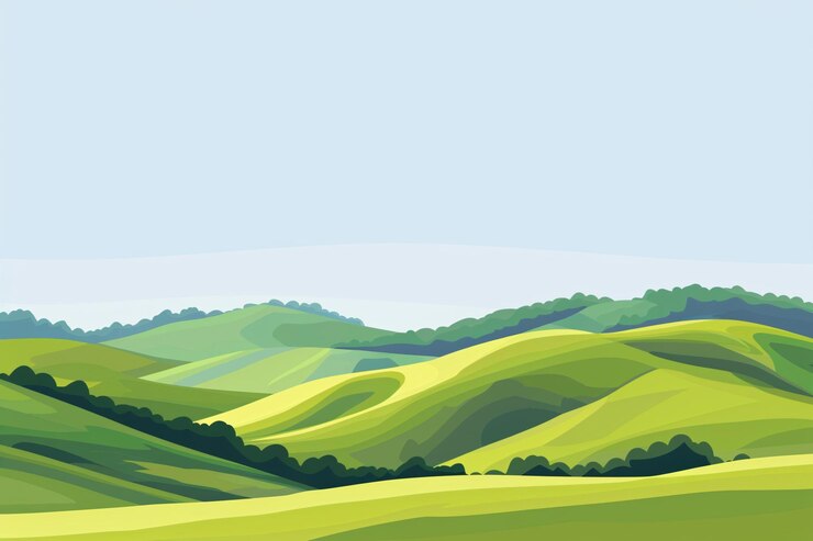 Foto una collina verde con alberi