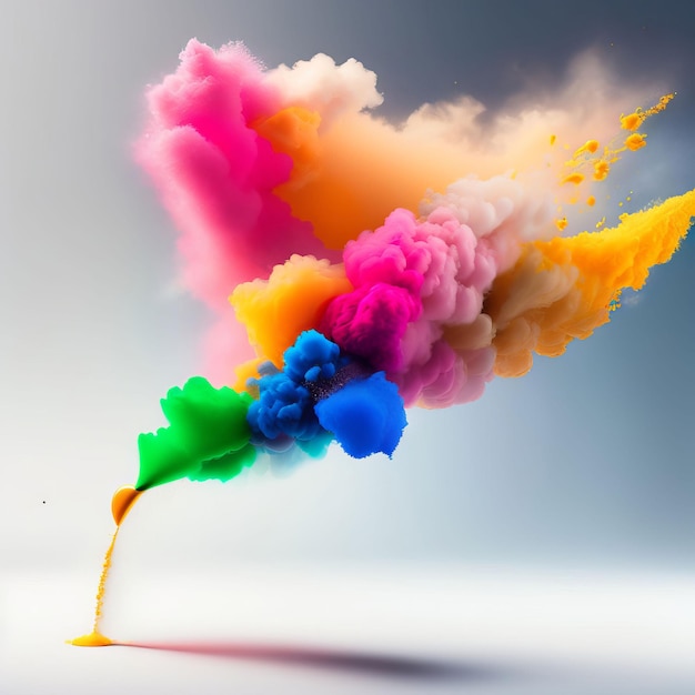 Una colorata esplosione di vernice viene versata in una nuvola.