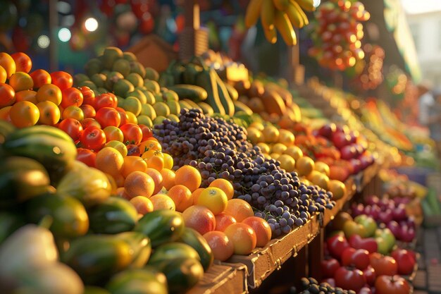 Una colorata gamma di frutta fresca al mercato