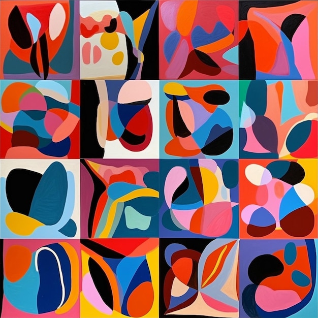 una colorata serie di cerchi di diverse forme e colori.