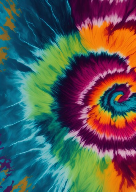 Una colorata spirale tie-dye con un design a spirale.