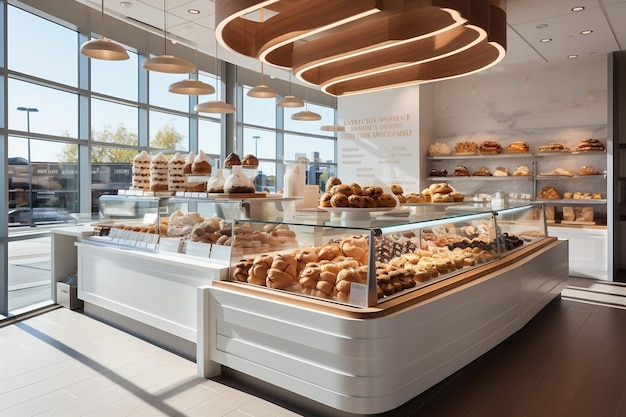 Una combinazione di luminosità, eleganza e comfort in un moderno ambiente di pasticceria