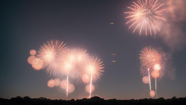 Una composizione di una fotografia magistralmente creata di fuochi d'artificio nel cielo