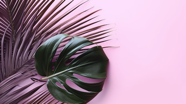 Una composizione minimalista di foglie di palma tropicali generate dall'intelligenza artificiale