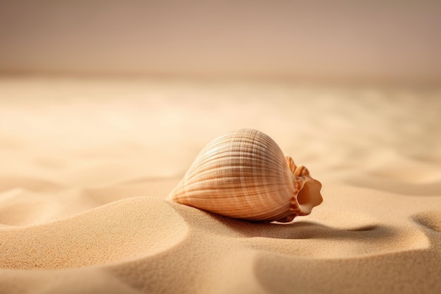 Una conchiglia nella sabbia sulla spiaggia IA generativa