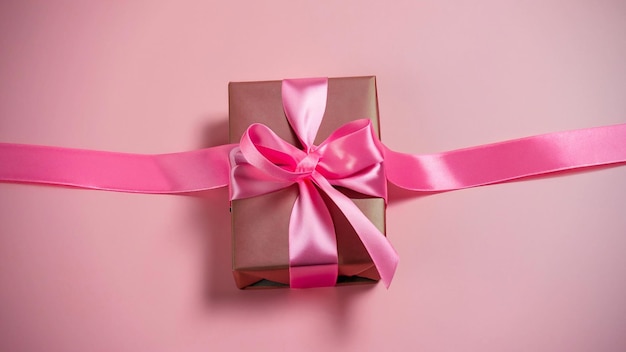 Una confezione regalo di colore rosa con