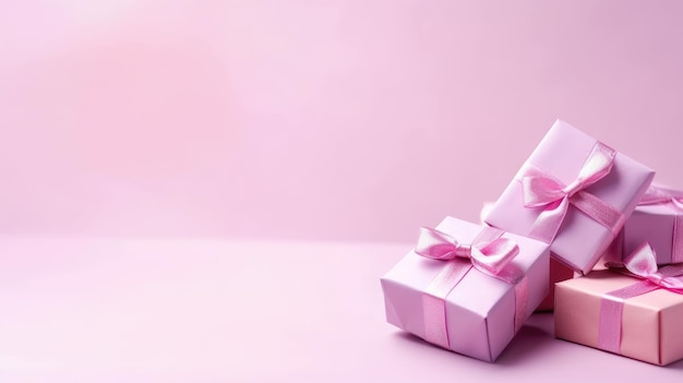 Una confezione regalo rosa con un fiocco rosa e la parola amore sopra.