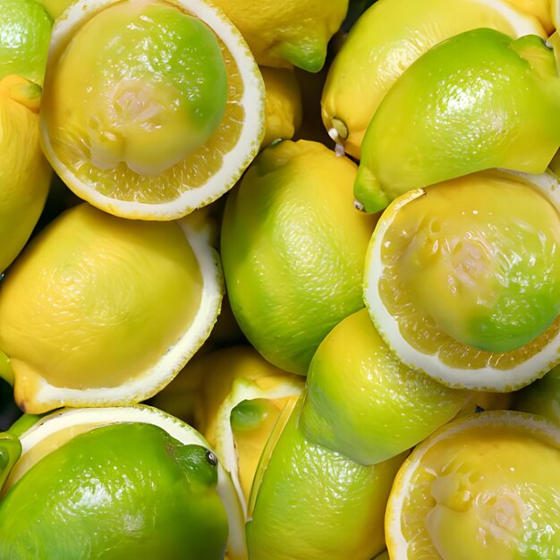 Una consistenza di limone giallo e verde che sono acidi