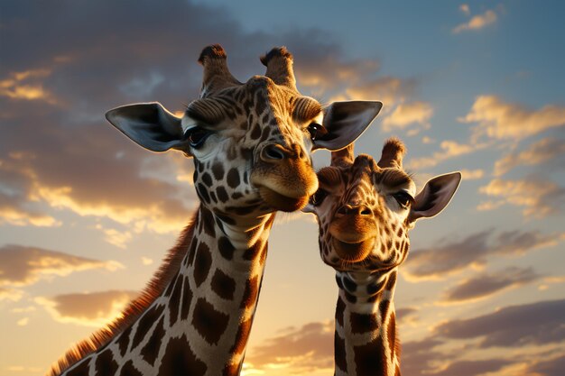 Una coppia di giraffe che intrecciano i loro colli