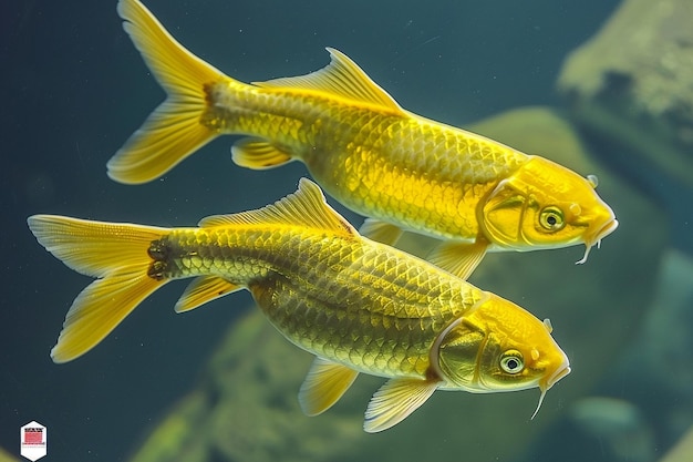Una coppia di pesci dorati che nuotano graziosamente in tandem i loro movimenti sincronizzati e armoniosi