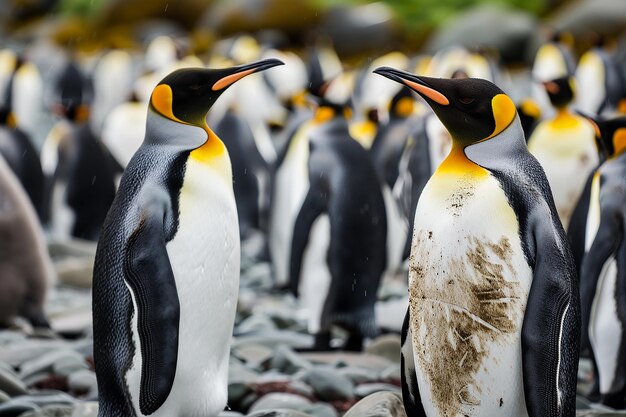 una coppia di pinguini re in piedi alti e regali