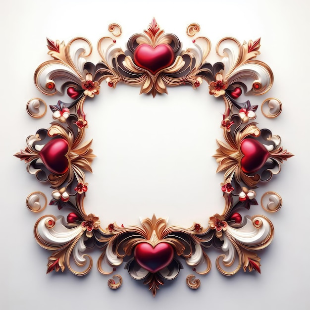 una cornice a forma di cuore con varie decorazioni