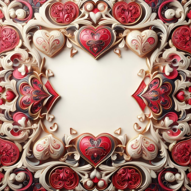 una cornice a forma di cuore con varie decorazioni