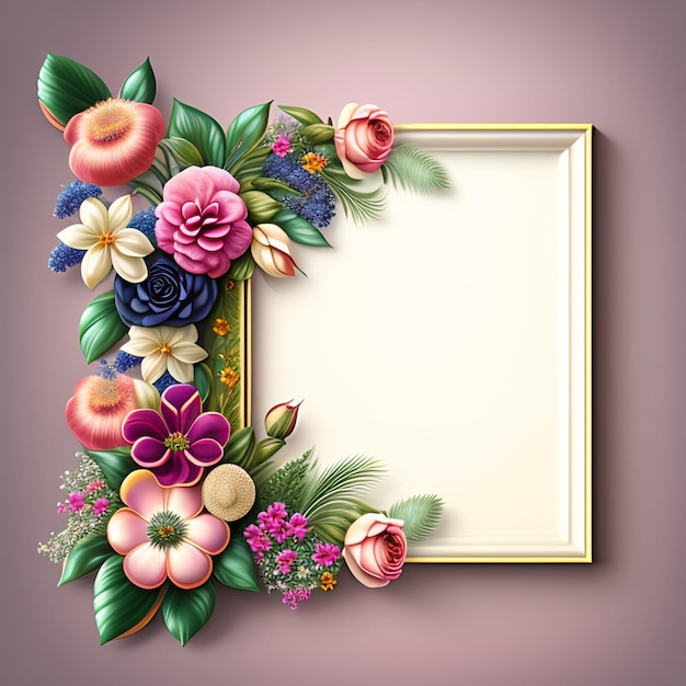 Una cornice bellissima e creativa con grandi fiori ai bordi