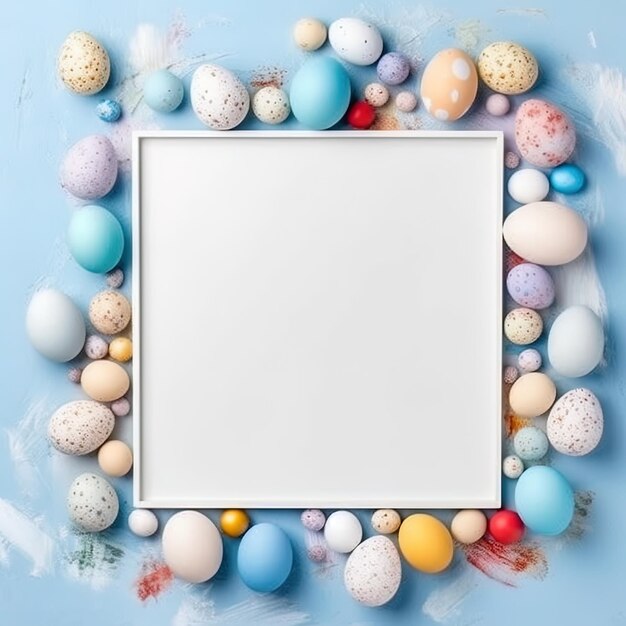 una cornice bianca con un'immagine di uova e una cornice con una foto di un'immagine bianca con una immagine di una cornea bianca con le parole Pasqua