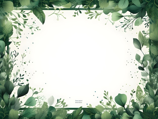 una cornice con foglie verdi su uno sfondo bianco astratto colore smeraldo sfondo fogliame
