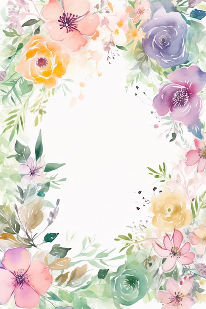 Una cornice di fiori con su sfondo bianco con copia spazio per il testo per l'invito