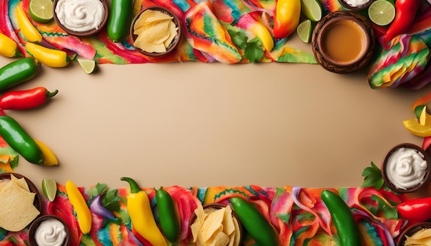 una cornice di peperoni colorati e un cartello che dice verdure