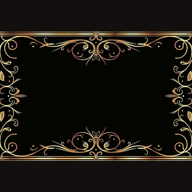 una cornice dorata con un bordo dorato e uno sfondo nero