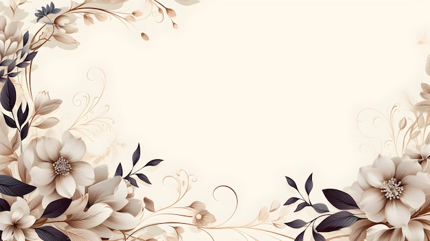 una cornice floreale con fiori bianchi su sfondo beige Abstract fogliame avorio con sfondo