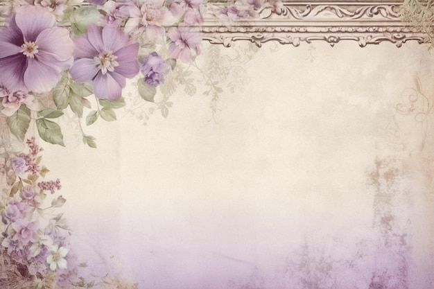 Una cornice floreale viola con un bordo che dice "ti amo"