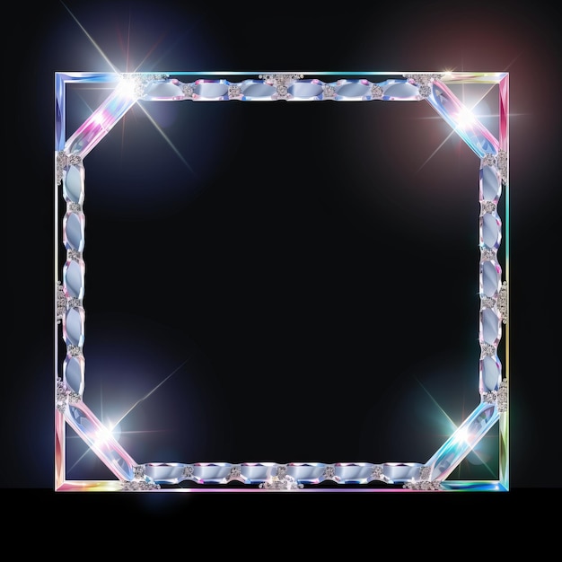una cornice quadrata con diamanti su uno sfondo nero