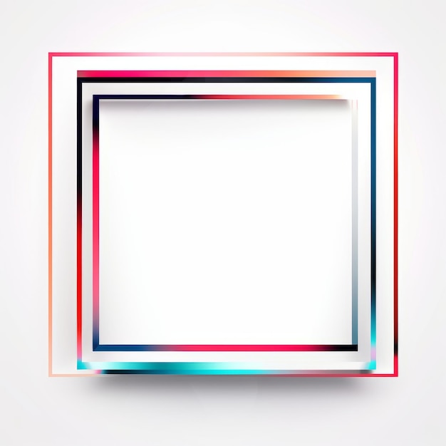 una cornice quadrata con un bordo colorato su uno sfondo bianco