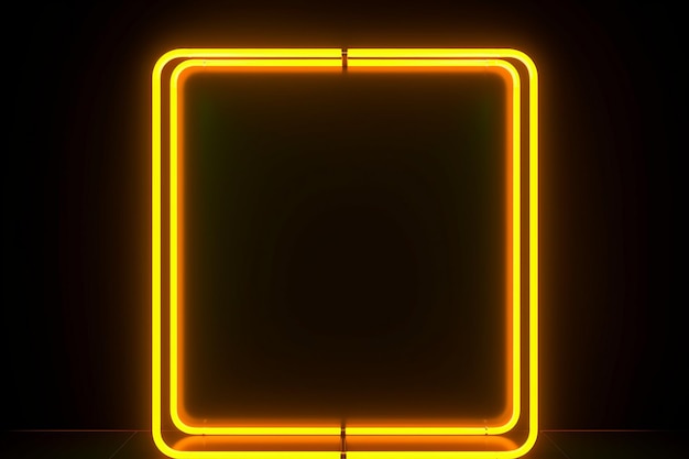 Una cornice quadrata gialla al neon con un bl