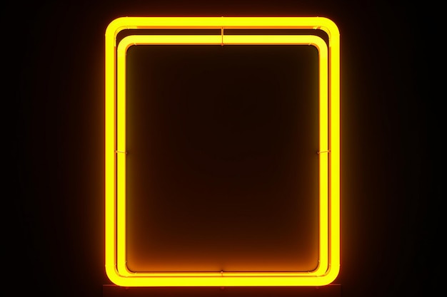 Una cornice quadrata gialla al neon con un bl
