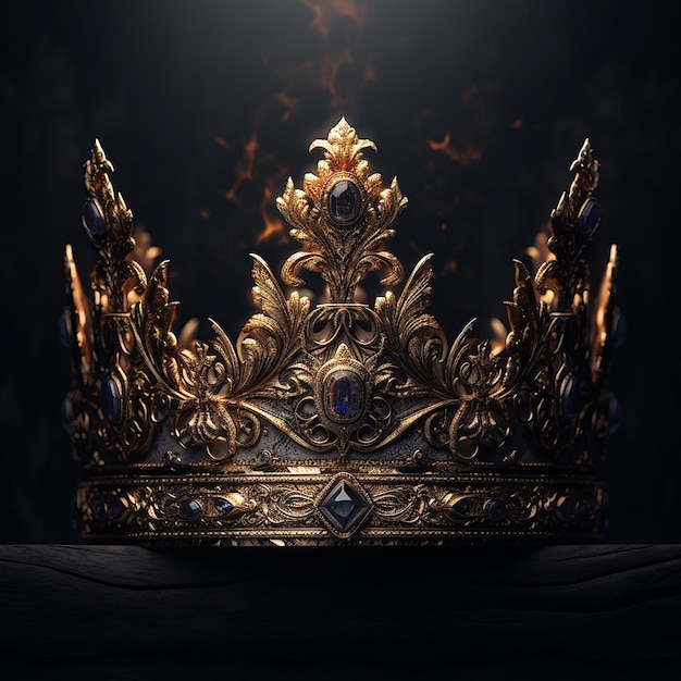 Una corona d'oro con sopra una gemma blu