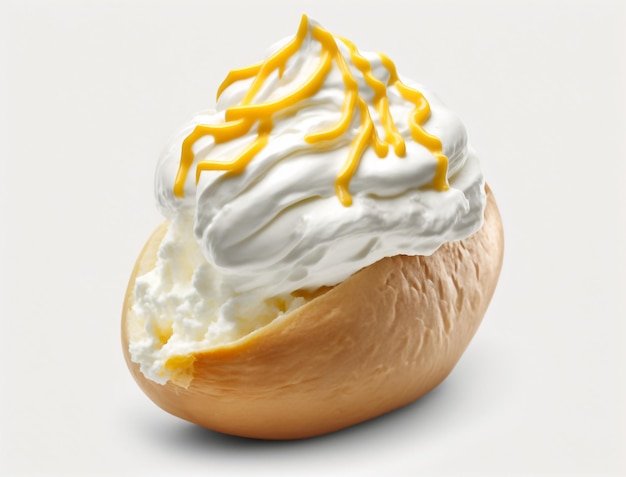 Una crema farcita con panna e un filo giallo di limone.