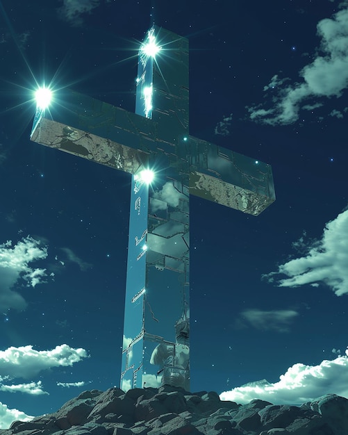 Una croce nel cielo illustrazione 3D