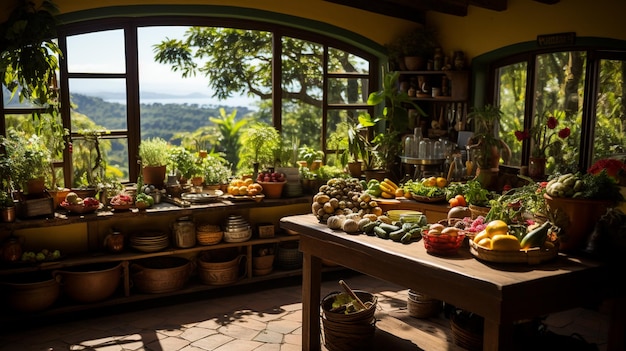 Una cucina familiare brasiliana con cibi tradizionali