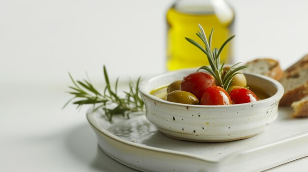 Una cucina mediterranea con olio d'oliva isolato su sfondo bianco