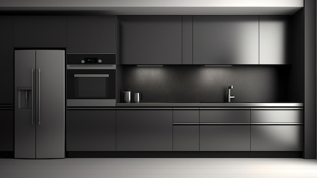 Una cucina moderna in bianco e nero