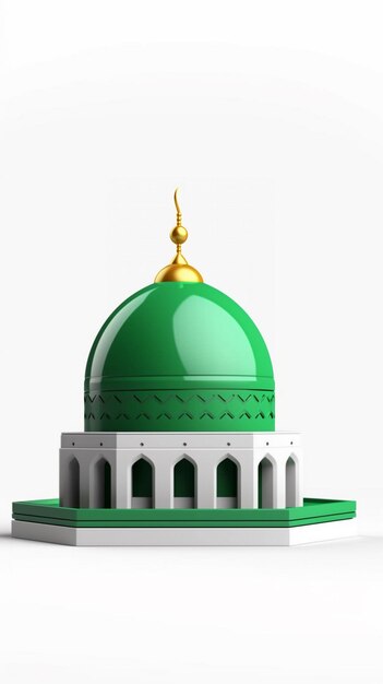 Una cupola verde di una moschea con una cima d'oro.