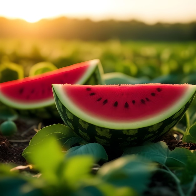 Una delizia estiva giusta Una fetta rinfrescante di melone d'acqua con carne rossa vivace e semi neri