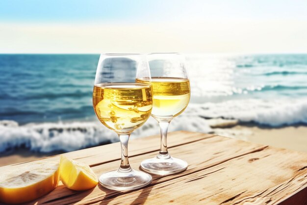 Una deliziosa bottiglia di vino sulla spiaggia