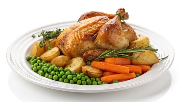 Una deliziosa cena di pollo arrosto con verdure