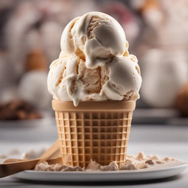 Una deliziosa fotografia di gelati con lo sfondo della cucina