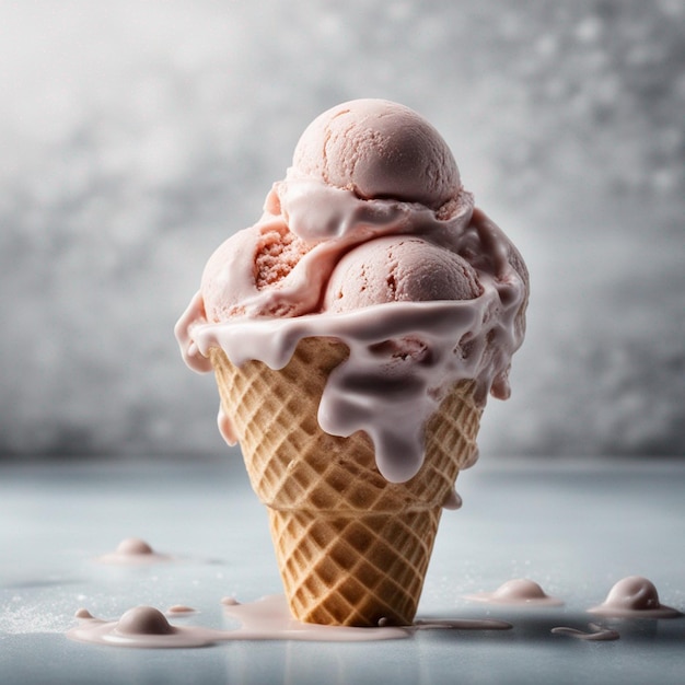 Una deliziosa fotografia di gelato con sfondo cucina