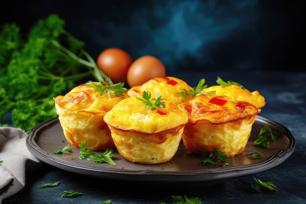 Una deliziosa opzione per la colazione: muffin a base di uova e verdure con formaggio e prezzemolo